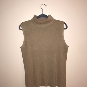 Sleeveless High Boat Neck Light Sweater